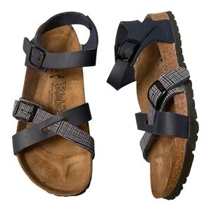 Birki Birkenstock Women's Strappy Sandals Plaid Preppy Sz 7 Navy